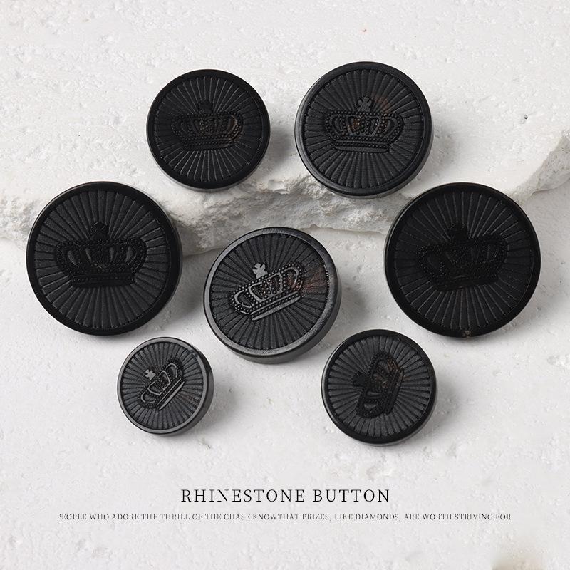 

5pcs Crown Metal Tall Horn Buttons Suit Jacket Coat Buttons Shirt Cardigan Sweater Buttons 11mm black