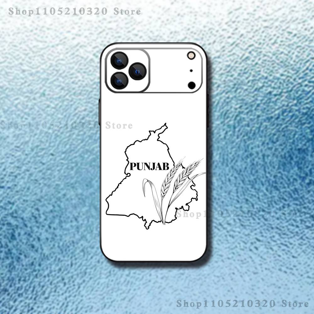 Punjab Map Phone Case For iPhone 17,16,15,14,13,12,Pro,Max,Plus,E,SE4,Air,Mini Black Soft Box