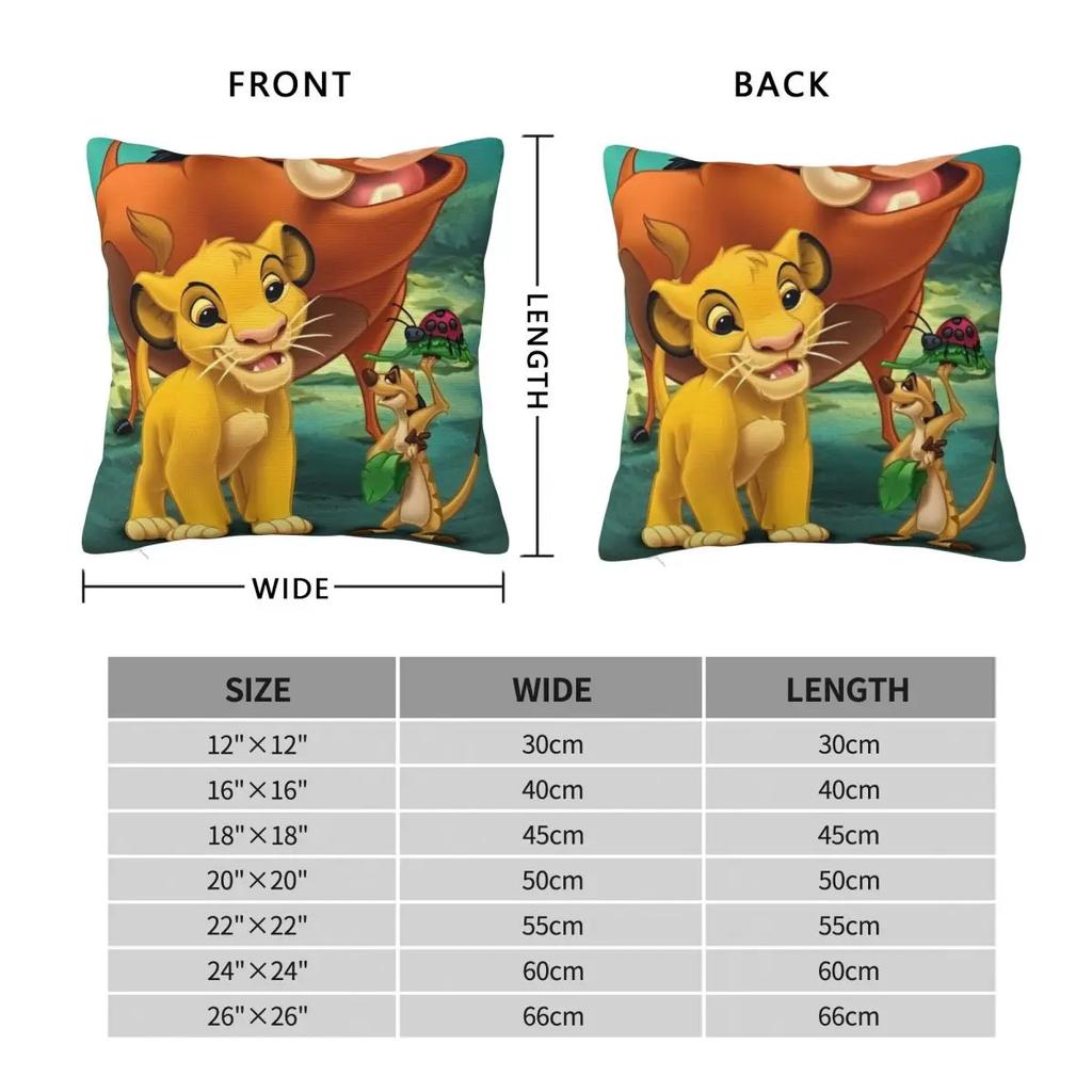 Tryckt Lejonkungen Simba Tecknad Kuddfodral Tyg Kuddöverdrag Gåva Hakuna Matata Kuddfodral Överdrag Stol Dragkedja 45*45cm
