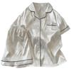 Butterfly Jacquard Wind Ice Silk Solid Color Simple Pajamas Women'S Summer Luxury Short-Sleeved Suit