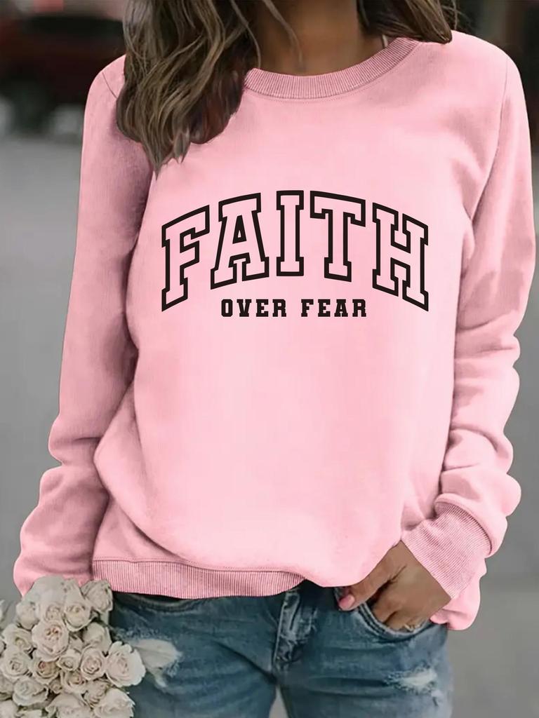Women's Cross-Border Autumn/Winter Faith Print Long-Sleeve Pullover Hoodie