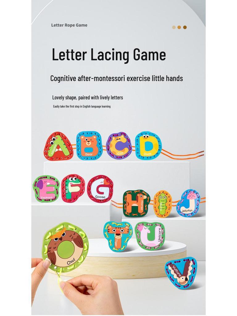 Children's Alphabet Lacing Cards: Educational Word Puzzle for Early Learning