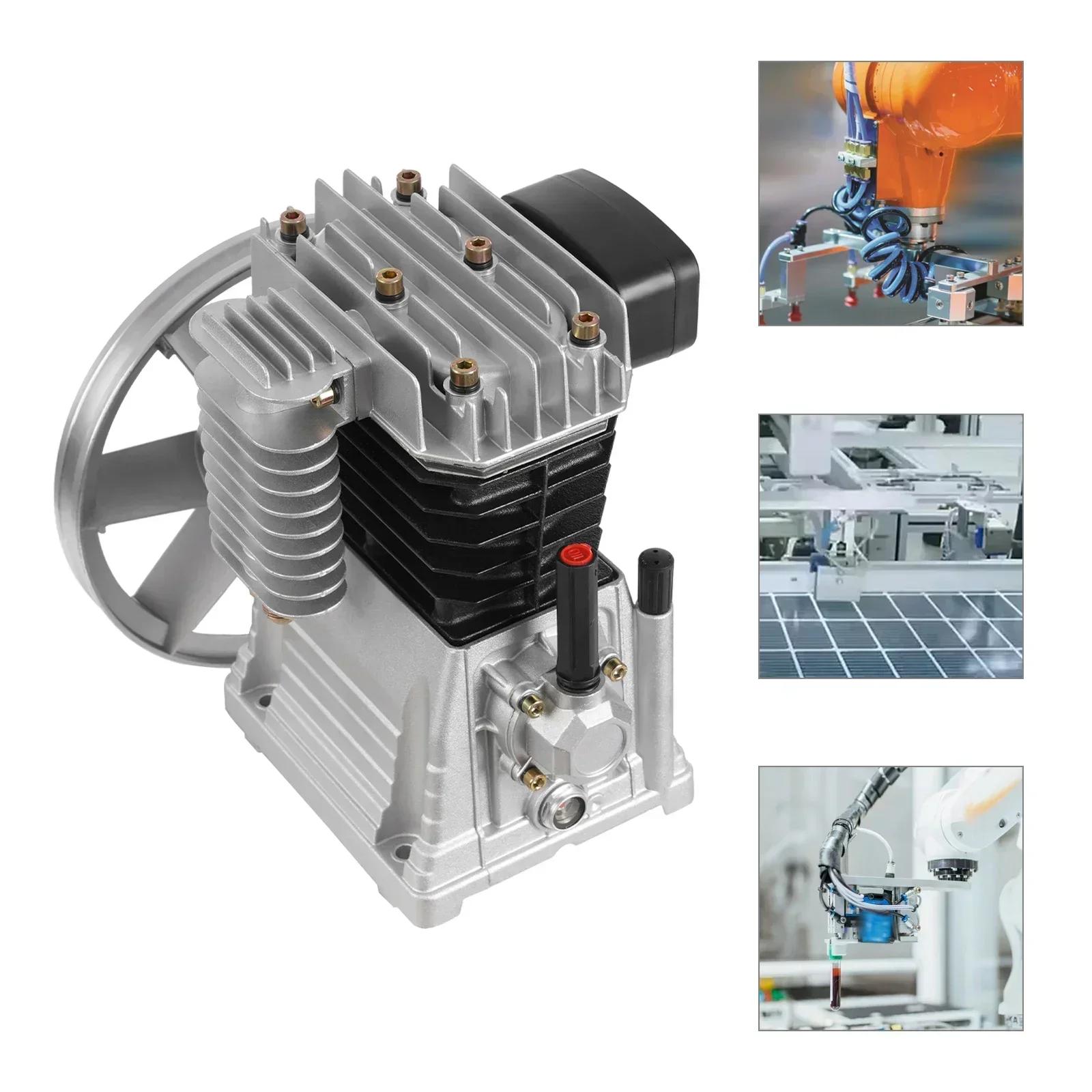 3HP 250L/min Air Compressor Pump Air Compressor Head Pump Cylinder Cast Iron Air Compressor Head Piston Style Lubrication Pump silver