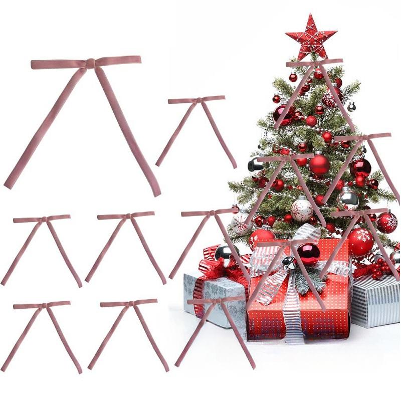 

10 PCS Velvet Bows Christmas Tree Bow Velvet Ribbon Bow Vintage Wreath Decoration Xmas Gift Wrapping DIY Crafts 18cm