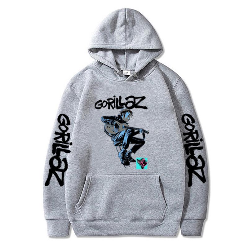 2023 Autumn-Winter GORILLAZ Cartoon Pullover Hoodie - Plus Size Trendy Hooded Sweatshirt