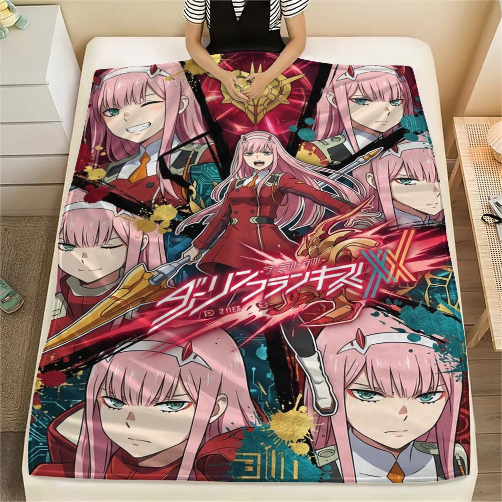 Darling in the Franxx Warm Flannel Blanket with Print Soft Throw for Bedroom Living Room Sofa Travel Picnic Comfort -xia08