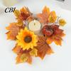 Pillar Candle Holder Autumn Fall Rings Wreaths, Artificial Maple Leaf Ring for Berry And Pumpkin Decor Holder, Thanksgiving Halloween Home Party Table
