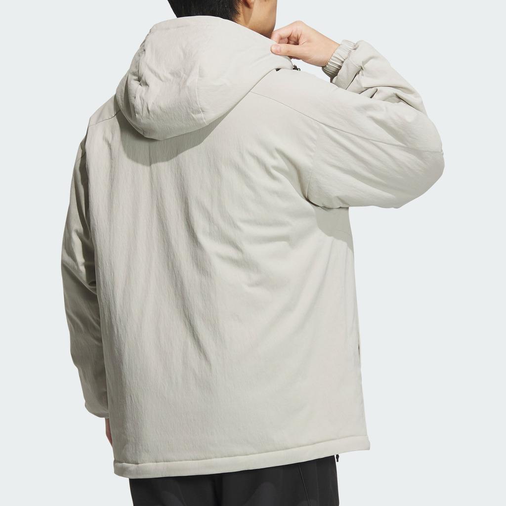 Adidas FW24 Lightweight Padded Waterproof Warm Sports Casual Hooded Long Sleeve Cotton Jacket Men Jackets Light-Gray JY4194