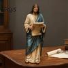Minimalistische christliche Kunst Jesus liest Bücherregal Figur, Vintage Heilige Skulptur, Handbemalt Gesegnetes Tauf-Andenken Geschenke Harz Statue für Zuhause