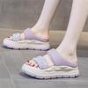 New soft leather slippers for women in summer, comfortable and casual in summer, thick-bottomed rhinestone open-toed sandals.