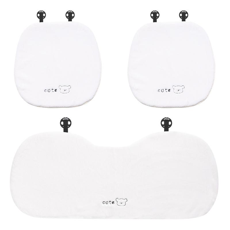 Car Seat Cushion with Winter Plush Thick Cushion Cartoon Cute Bear Car Seat Pillow Lumbar Support Pillow Interior Accessories