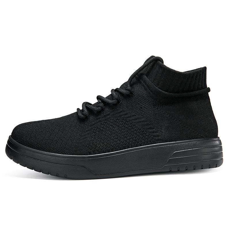 

thick-soled knitted high-top socks shoes large-size breathable fly-woven elastic board shoes ultra-lightweight sports mesh shoes 35 чёрный