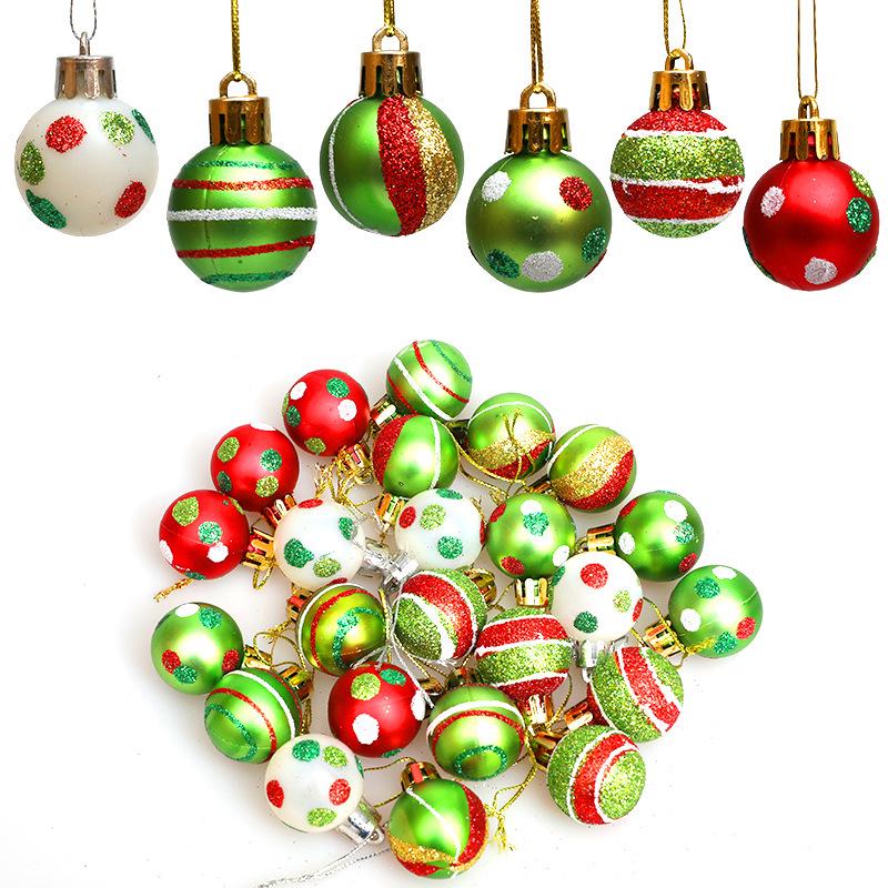 24 Irregular Cross-border Painted Christmas Tree Ornaments - 3cm Ball Set