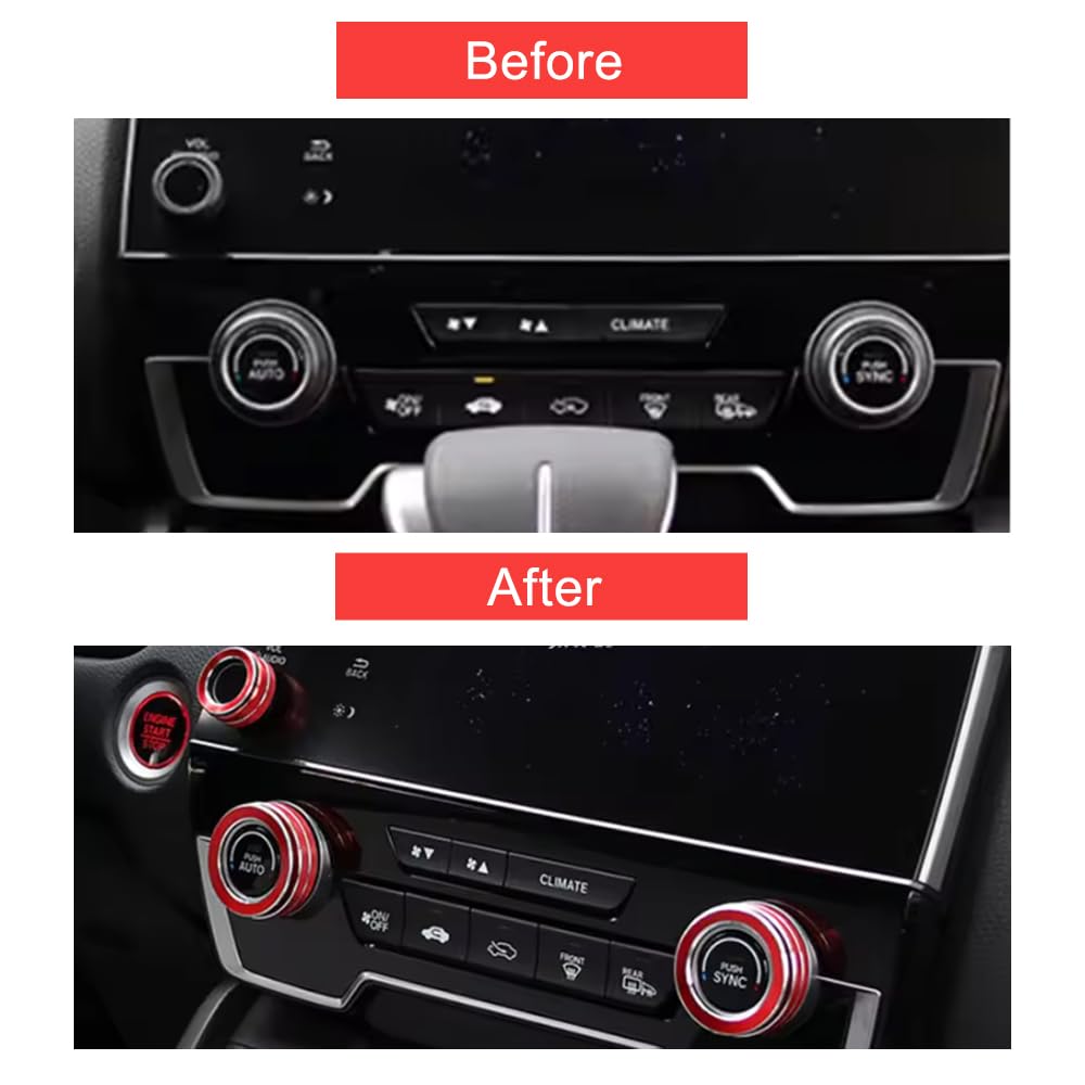 Air Conditioner Switch Button Knob Cover, AC Ring Covers, Volume Knob Ring Cover, Car Interior Decor Compatible with Honda CRV 2017 2018 2019 2020