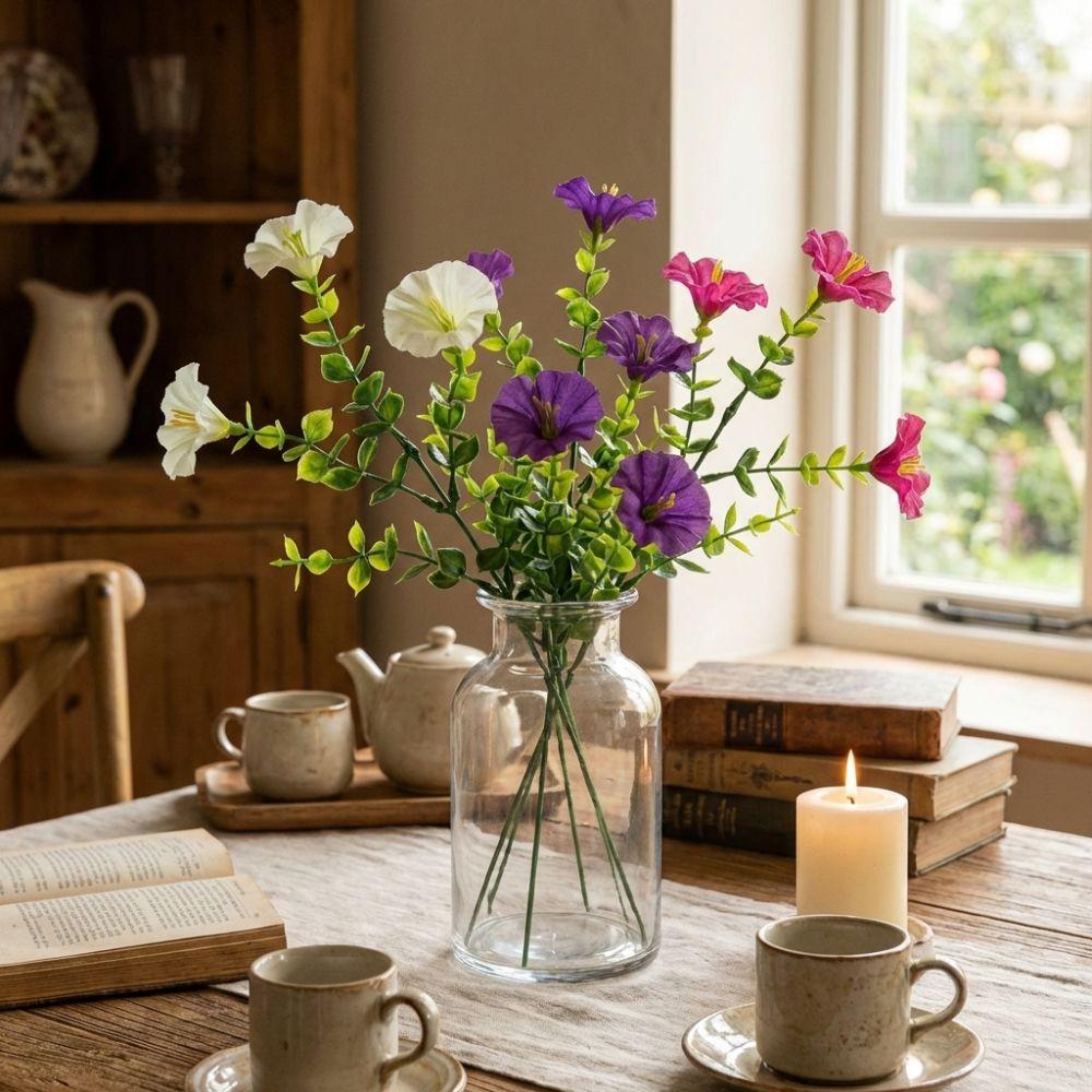 UV Resistant Artificial Morning Glory Flowers Plastic Simulation Silk Flower  Indoor Home Decor