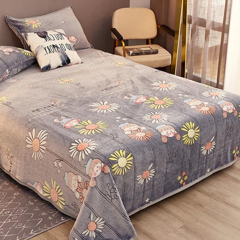 Cearşaf de pat din catifea Coral de iarnă, de uz casnic