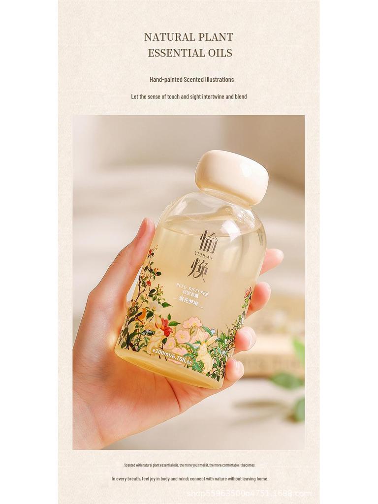 Flameless Aromatherapy Essential Oil Diffuser with Rattan Sticks - Long-lasting Light Fragrance for Home and Bedroom Decor Gift.