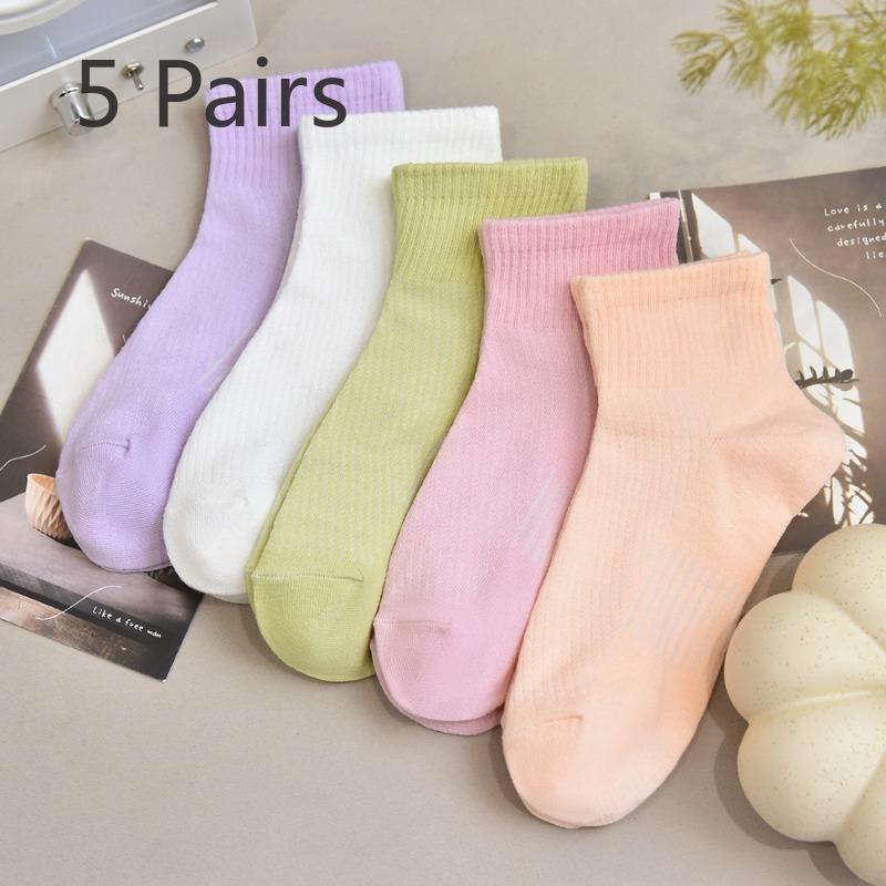 

5 пар женских летних тонких однотонных спортивных носков с ароматом лемонграсса, антиодорирующих, дышащих, влагоотводящих 5 Pairs