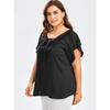 Lace V Neck Loose Women Blouse Large Size Lace-up Short Sleeve Shirts Ladies Solid Color Loose Sweet Office Elegant Fashion Simple Clothing