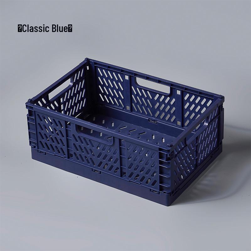 Folding Plastic Storage Basket: Creative, Stackable Organizer for Desk, Snacks, or Stationery.