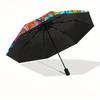 Colorful Sugar Skull Stained Wall Art DecorUmbrellaPortable 3-Fold Compact Umbrella for Men & Women Gift