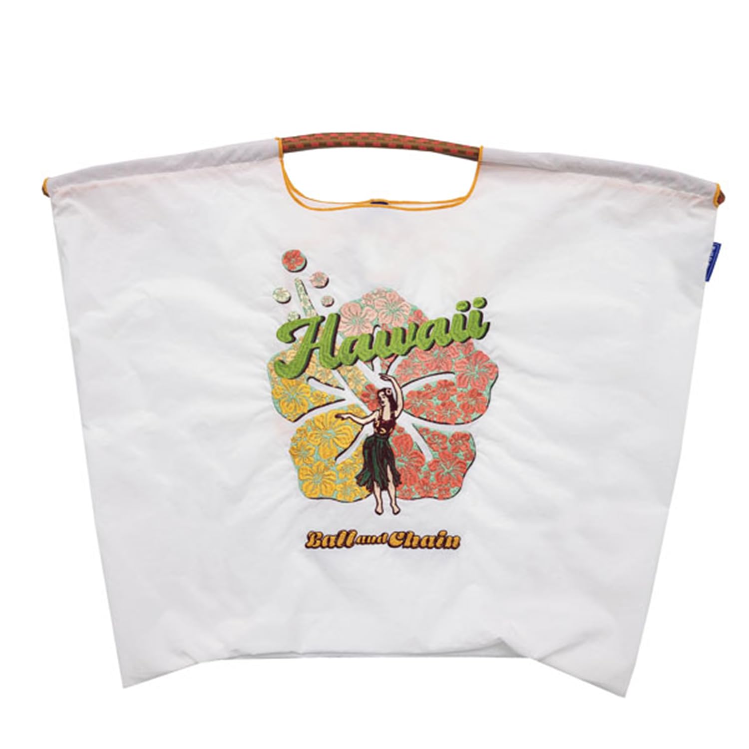 

Ball Chain Authentic Large Size Bag Eco Bag Tote Bag Embroidery Gift A4 301156 [Ball & Chain] & HAWAII-2 (WHITE, L) белый