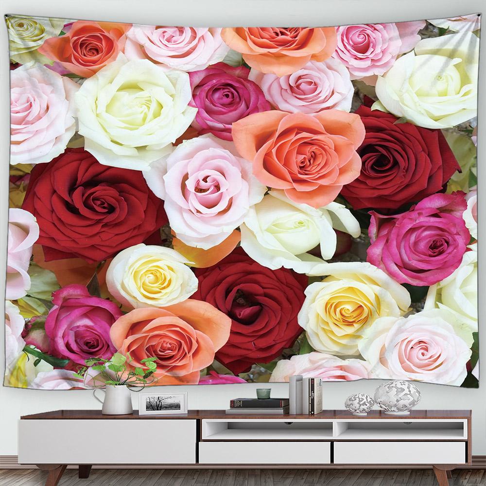 

Гобелен с бабочкой, цветком, розовой розой и цветочным принтом, домашний декор для дома, гостиной, спальни, тканевый гобелен 230x180cm