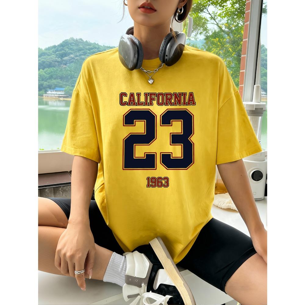 California Number 1963 Prints Womens T-Shirt Casual Summer T Shirts Cotton Tops Loose Breathable Woman Streetwear