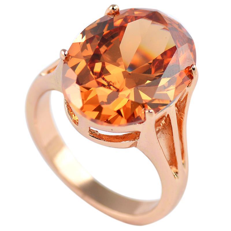Three-dimensional Design Inlaid Oversized Oval Citrine Ring Exaggerated Luxury Palace Style Ladies Brand  Jewelry