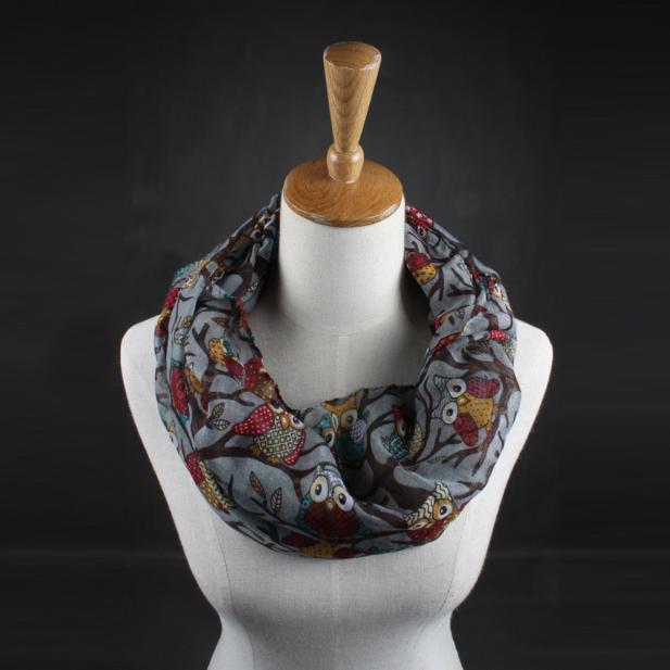 Women Ladies Owl Pattern Print Scarf Warm Wrap Shawl