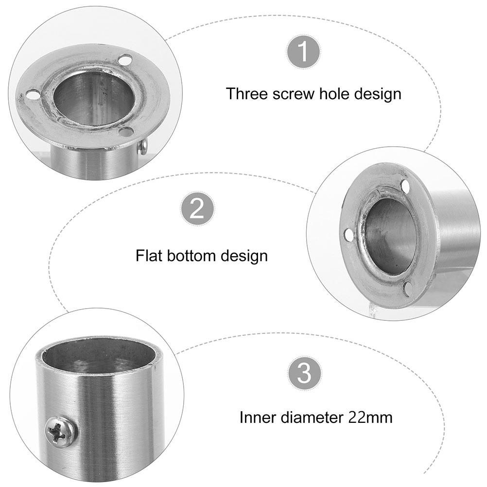 2Pcs Stainless Steel Closet Rod Holder Strong Heavy Duty Wall Mount Socket for Wardrobe Curtain Rod Support Closet Bar Bracket
