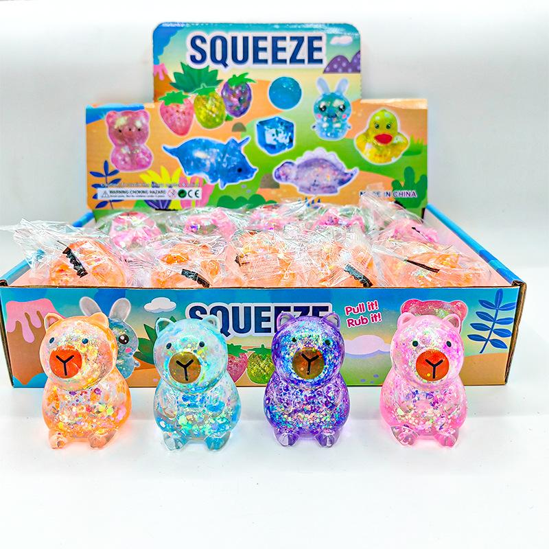 Cartoon Capybara Decompression Toy Soft Glitter Gummy Fidget Toys Pinching And Anti Stress Squeeze Toy Gifts