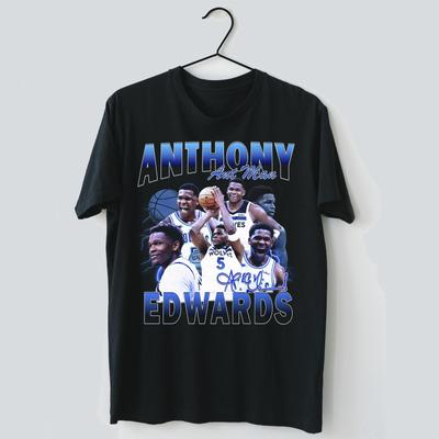 Unisex Shirt Cotton Oversize Large Size Anthony Edwards Ant Man Basketball Wolves Vintage Retro Unisex Black T Shirt Cotton