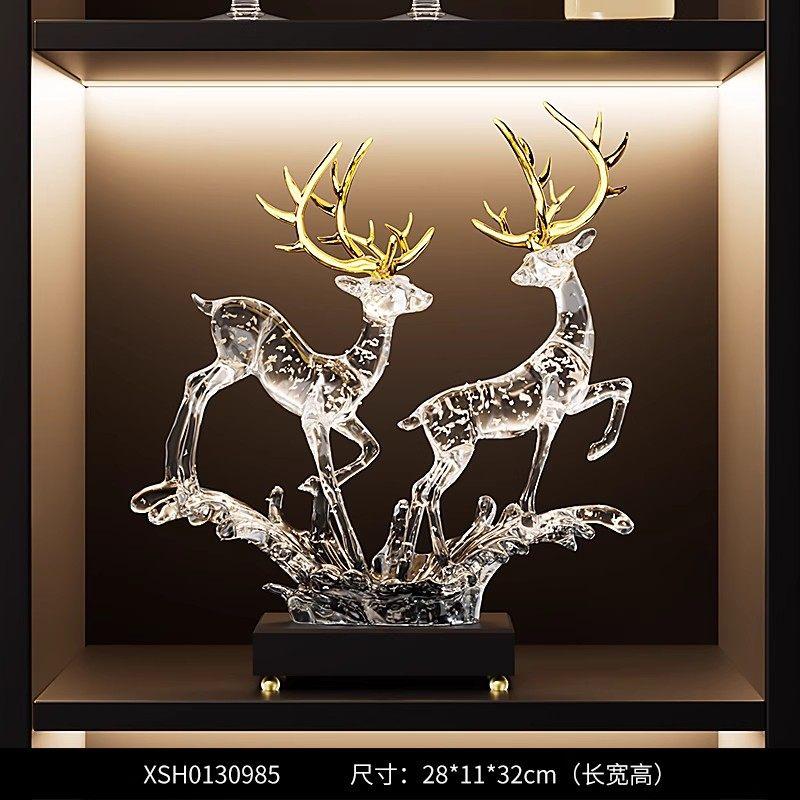 Light Luxury Home Decor Lucky Deer Statue Ornament Modern Living Room Wine Cabinet Office Decorative Figurines Housewarming Gift