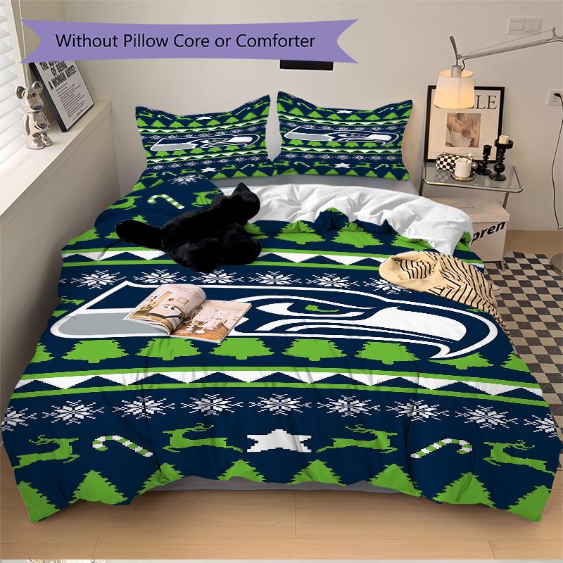 3Pcs Seattle Seahawks Ugly Sweater Bedding Sets For All Sizes New 3D Printed Bed Cover Comforter Duvet Cover Pillowcase Bedroom Decoration