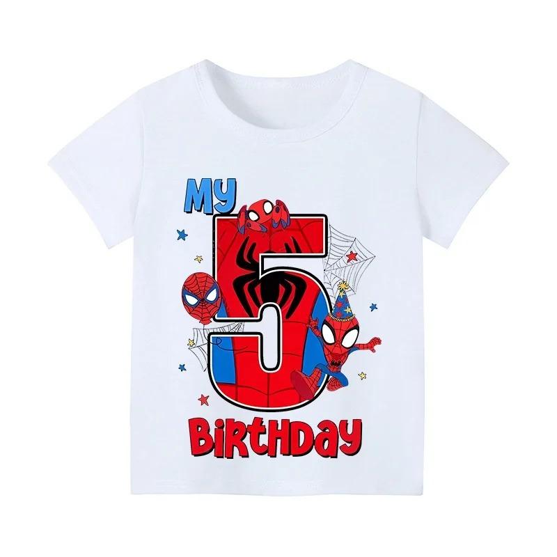 Spider Man Children's Digital T-shirt Children's Top Cartoon Summer Preschool Children's Clothing Birthday Short Sleeved T-shirt