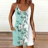 Womens Sleeveless Spaghetti Strap Romper Contrasting Flowers  Print Pocket Short Jumpsuit