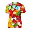 Candy 3D Printed Short Sleeved T-shirt Summer Breathable Polyester Simple Round Neck Top