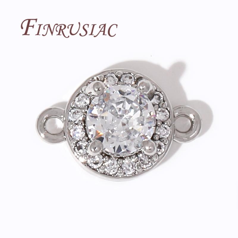 18K Gold Plated Round Charms Connector For Jewelry,Luxury Zircon Crystal Pendant Charm For Earrings Making DIY Accessories