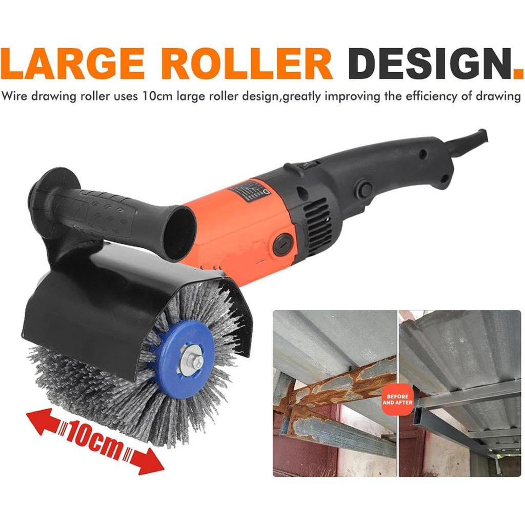 Angle Grinder To Polisher Accessories,Wire Drawing Attachment Burnishing Polishing Machine with M14 Handle, Tool Set for Metal Stainless Steel Wood