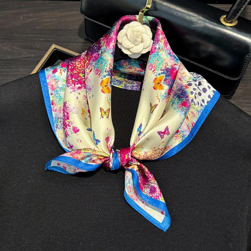 100% Nature Silk Scarf Women Neck Square Headband Scarves Bandana Fashion Hijab Poncho Scarves Pashmina  Female Foulard 53cm