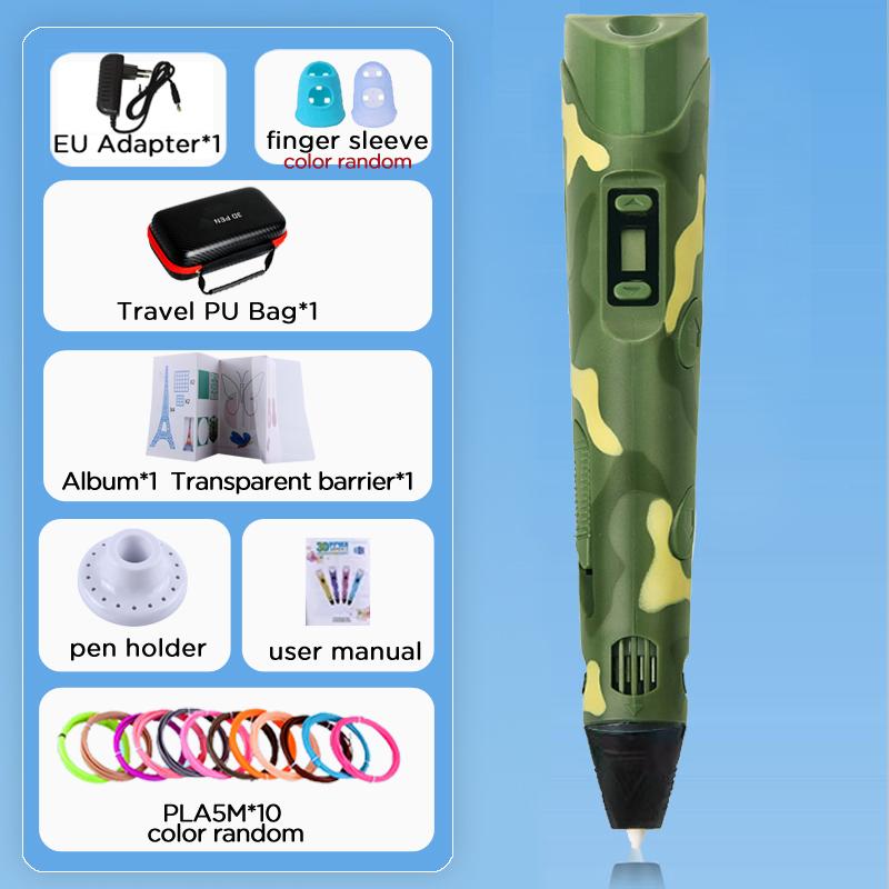 Kinder 3D-Stift 3D-Zeichen Druckstift LCD-Bildschirm Netzteil 40 Farben 200M PLA-Filament Kinder Jungen Mädchen Geburtstag DIY-Geschenk