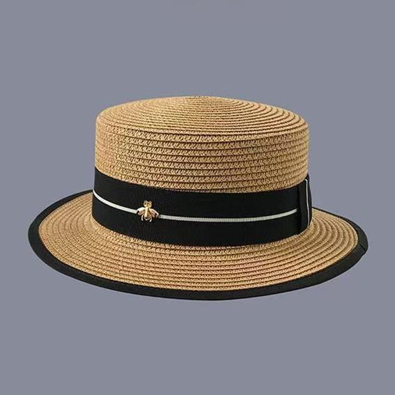Fashion straw hat women's beach seaside vacation straw hat sun hat sun protection sun hat top hat new flat top hat
