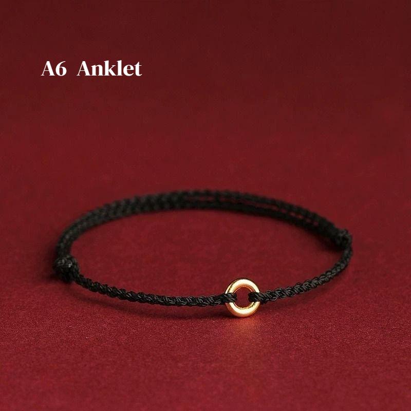 Minimalist Hand Woven Red Rope Anklet 1Pcs Safety Buckle Bracelet for Beach Vacation Summer Wear Jewelry