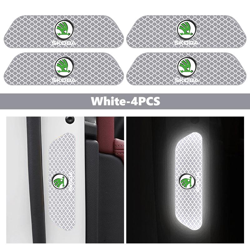 HGWE4 Car Wheel Eyebrow Stickers Reflective Protective Stickers Night Anti-collision Strip For Skoda S Kodiaq Octavia 2 3 Yeti Karoq