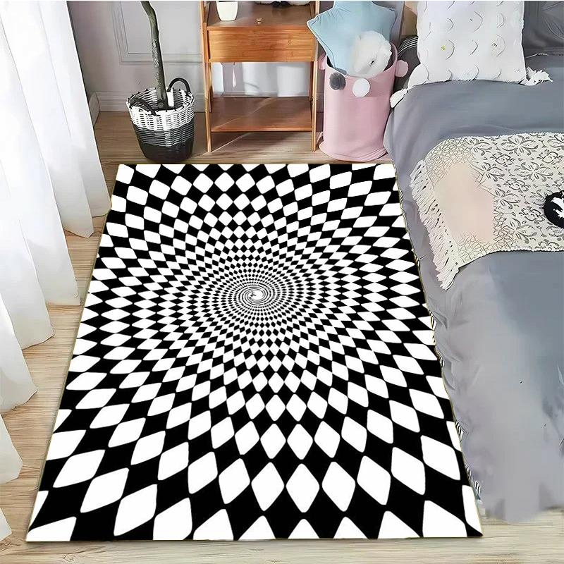 3D Vortex Illusion Area Carpet Rug for Living Room Decor Bedroom  Abstract Geometric Optical Vertigo Carpet Non-slip Floor Mat