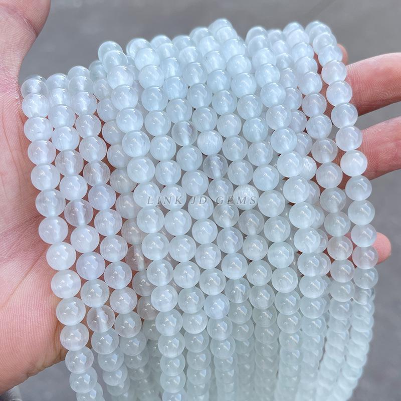 Jingde Jewelry White Cat's Eye Loose Beads Bracelet Kit DIY Accessories Round Beads