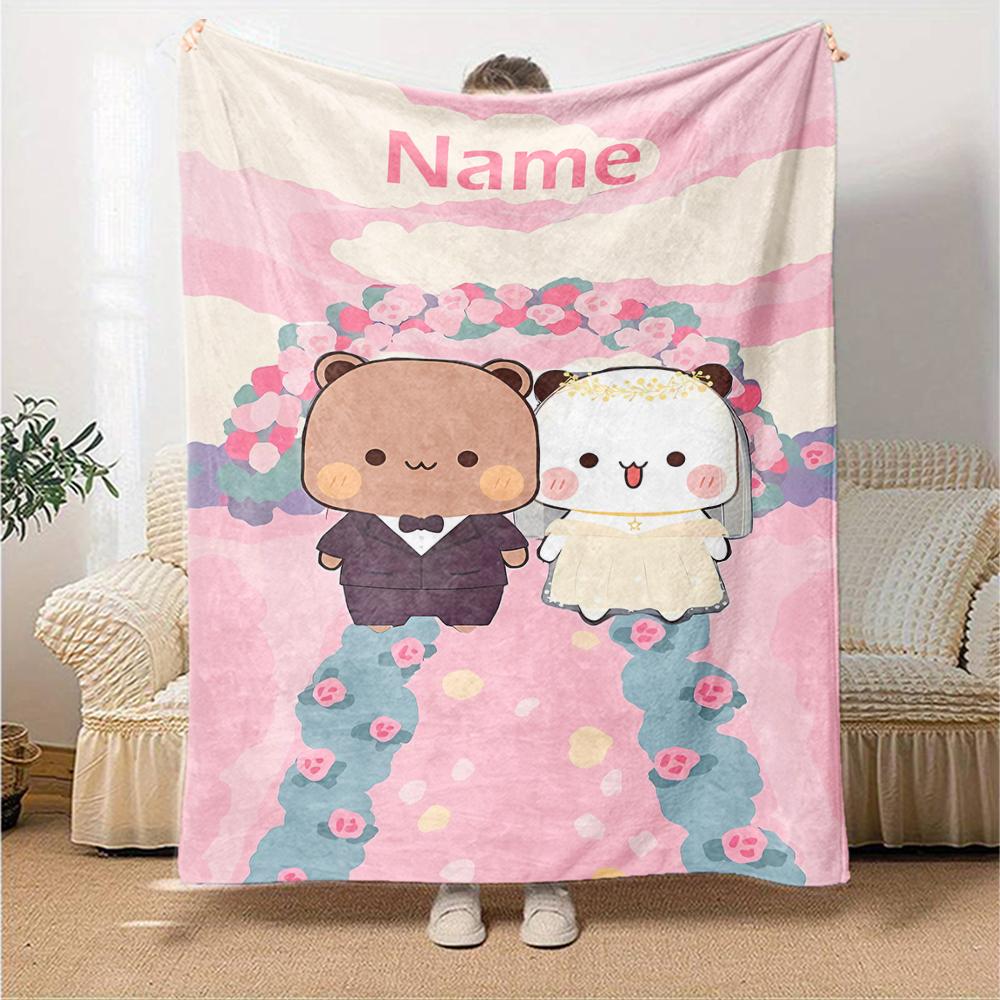 Custom Name Bubu Dudu Theme Printed Blanket - Perfect for Couch, Bed, Travel & Outdoor Use | Machine Washable, Cozy & Durable.
