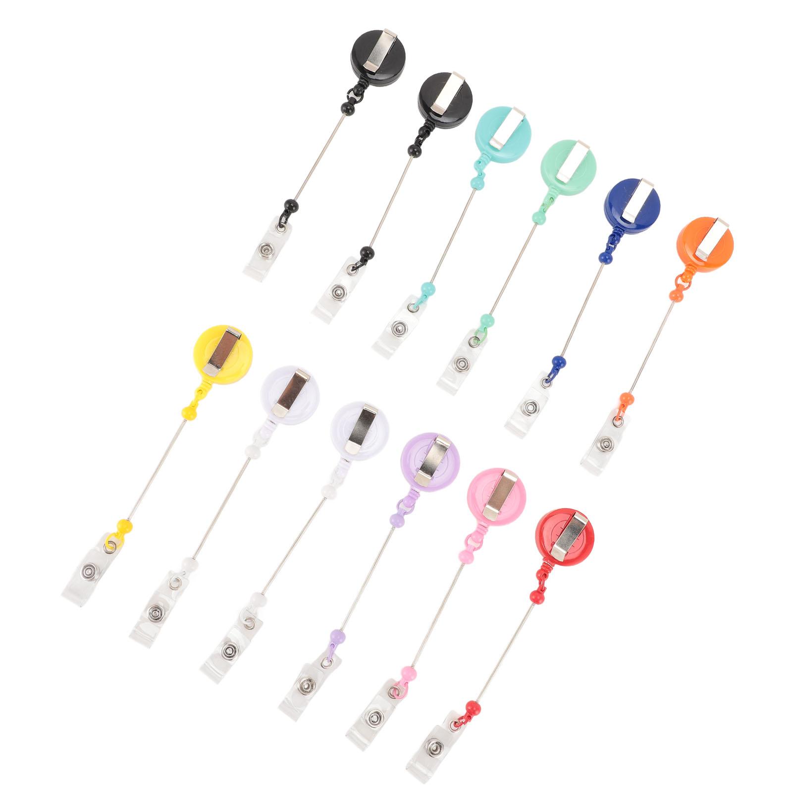 

12 шт. держатель для катушки с зажимами для бейджа, цветной выдвижной держатель для катушки с бусинами