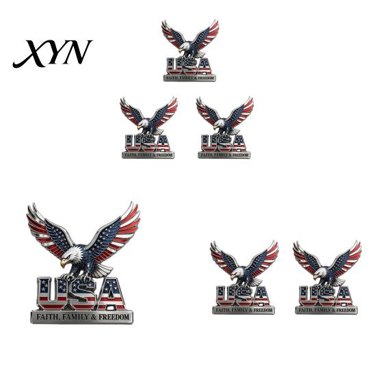Removable Car Decal No Residue USA Faith, Family & Freedom Metal Emblem, Eagle Letters Patriotic Edition 3D Embossed Logo 250th Anniversary